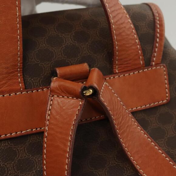 CELINE Macadam Canvas Backpack Pvc Leather Brown Gold - Picture 9 of 13